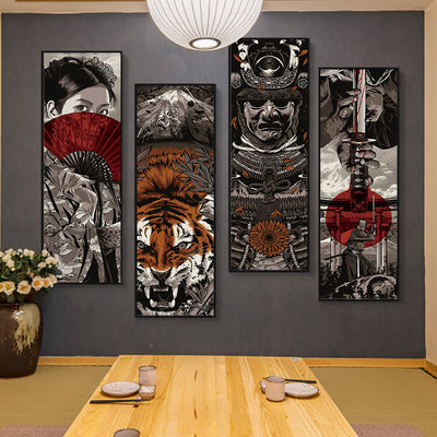 日式挂画日本浮世绘装饰画玄关走廊和风居酒屋纹身店酒吧壁画有框 虎窝淘