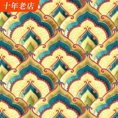 金箔壁纸佛堂反光金色金黄色祥云图案客厅酒店餐厅饭店ktv墙纸 虎窝淘