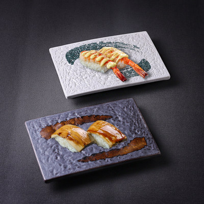日式陶瓷餐具酒店手握寿司盘甜品盘长方形平盘方形菜盘日料糕点盘 虎窝淘