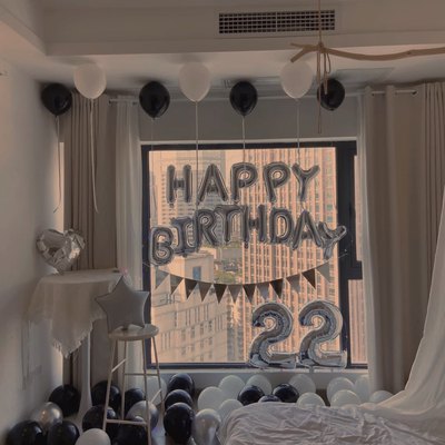 生日装饰场景布置男生30岁18岁成年创意黑金气球派对浪漫背景墙 虎窝淘