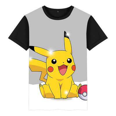 口袋妖怪呆萌皮卡丘神奇宝贝衣服韩版青少年学生潮流短袖t恤男潮 虎窝淘