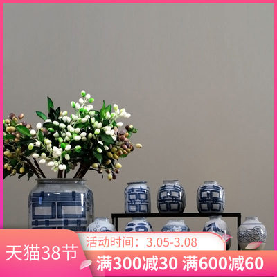景德镇陶瓷花瓶摆件复古手绘青花暖暖花器日式禅意多肉植物插花盆 虎窝淘