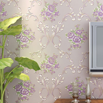 浮雕田园欧式自贴无纺布墙纸卧室温馨宿舍电视背景墙壁纸家用客厅 虎窝淘