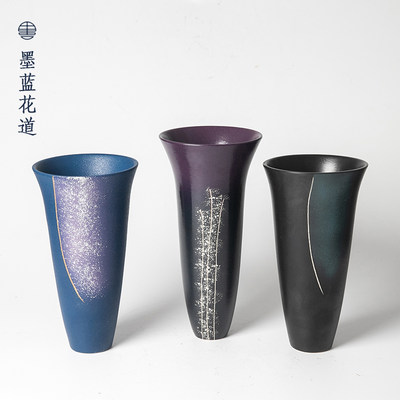 日本进口池坊花器陶瓷禅意日式花道插花陶瓷器皿生花立花插花培训 虎窝淘
