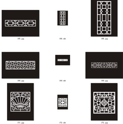 3素材镂空窗花雕花图屏风移门刻绘隔断花纹雕刻钣金切割图cdr矢量 虎窝淘