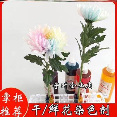 染色剂鲜花玫瑰花吸色染料培养液染料上色剂吸染鲜花包装材料工具 守时企业店 淘优券