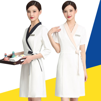 美容院美容师工作服女短袖夏季美容店皮肤管理师医美高端职业套装 虎窝淘