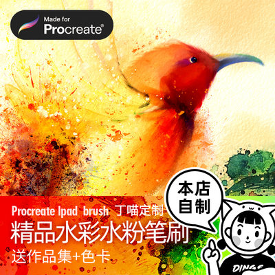 Procreate笔刷色卡水彩水粉零基础入门ipad绘画dymiao丁一喵 虎窝淘