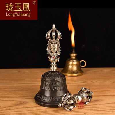 尼泊尔手工纯银九股金刚杵金刚铃密宗金刚铃杵法器音质cl0527 虎窝淘
