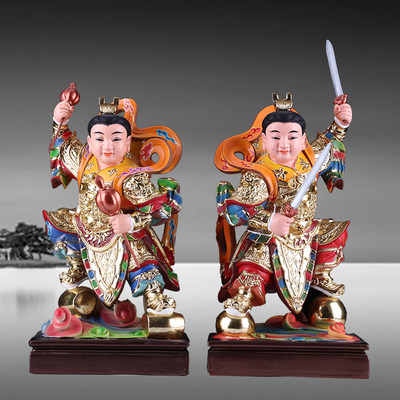 三太子神像金吒木吒神像中坛元帅哪吒三兄弟居家供奉道教摆件一套 虎窝淘