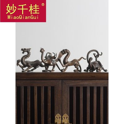 四神兽摆件纯铜龙蛇龟青龙白虎玄武客厅家居办公桌装饰礼品 虎窝淘