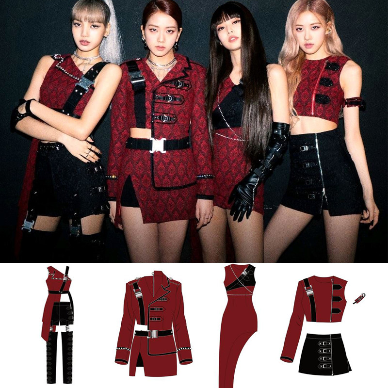 Blackpink打歌服kill This Love女团红色爵士街舞台演出服套装酷 虎窝淘
