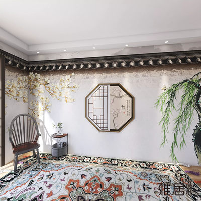 江南水乡中式中国风墙纸饭店餐馆火锅店古风装修壁纸自拍馆剧本杀 虎窝淘