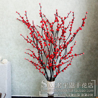 干花干枝梅仿真花大银柳发财果客厅装饰花腊梅花雪花梅插花花艺 虎窝淘