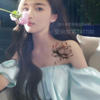 天天特价 彩色花朵纹身贴纸防水女持久刺青贴胸前性感纹身贴 虎窝淘