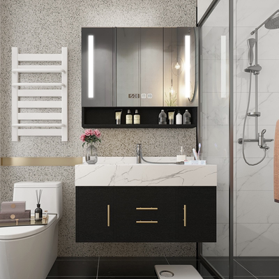 智能浴室柜组合卫生间大理石洗手池洗脸轻奢卫浴小户型洗漱台盆 虎窝淘