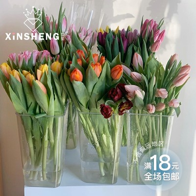 韩式高透明花桶pc耐摔花瓶花店用品专业醒花养花材料家居插花装饰 虎窝淘