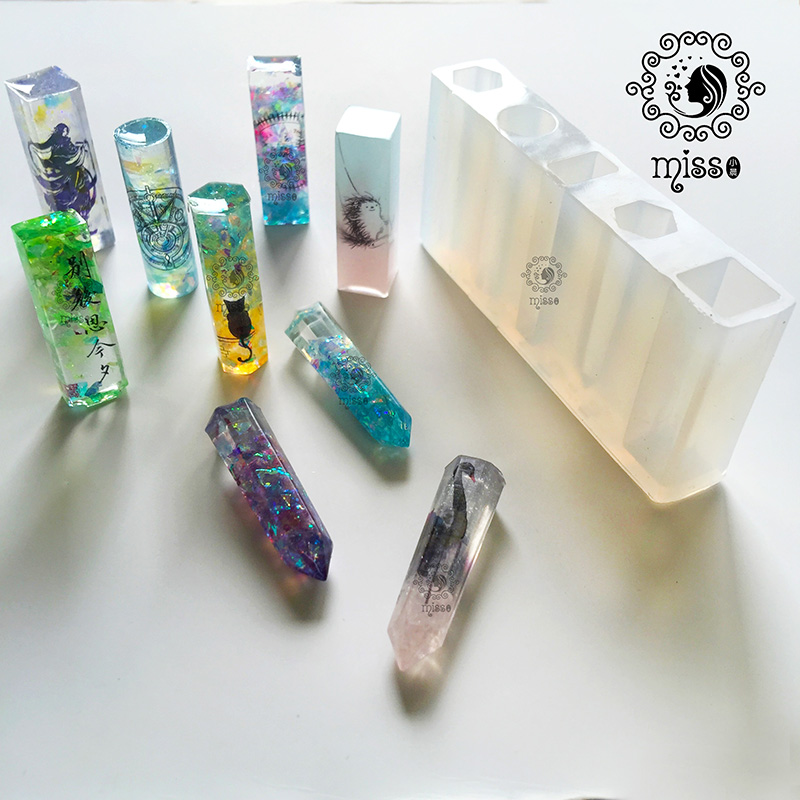 Diy水晶滴胶模具六边形圆形三角方形水晶柱柱体水晶滴胶模具 虎窝淘