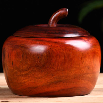 高端红木茶罐小叶紫檀木质茶叶罐苹果实木血檀储茶密封茶叶收纳盒