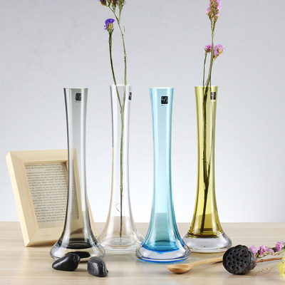 天天特价小清新玻璃透明花瓶花插桌面干花小口百合简约小号花瓶 虎窝淘