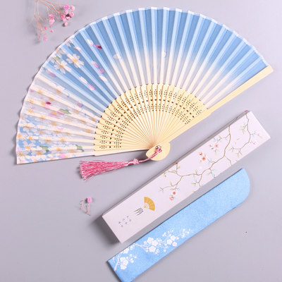 扇子古典中国风女式夏季小巧樱花古风便携折叠扇随身流苏日式折扇 虎窝淘