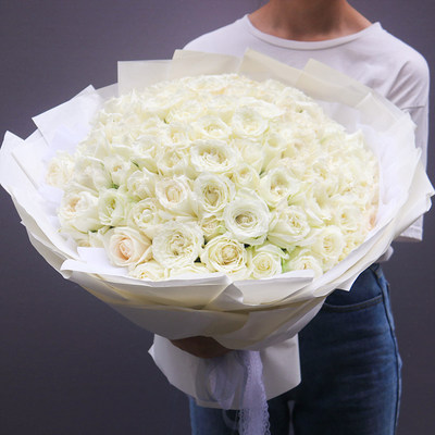 99朵白玫瑰花束礼盒鲜花速递同城南京合肥西安上海宁波生日送花店 虎窝淘