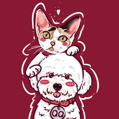 Q版宠物头像卡通约稿漫画转手绘可爱猫狗漫画定制肖像画定制 虎窝淘