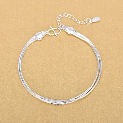 韩版流行时尚925纯银三线蛇骨脚链简约欧美百搭首饰脚饰 虎窝淘