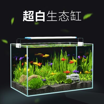 鱼缸超白玻璃景观客厅小型中型桌面水族箱生态家用60水草40 虎窝淘