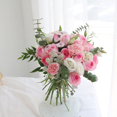 清新韩式手捧花新娘手捧结婚婚纱拍摄用花北京同城送花鲜花速递 虎窝淘