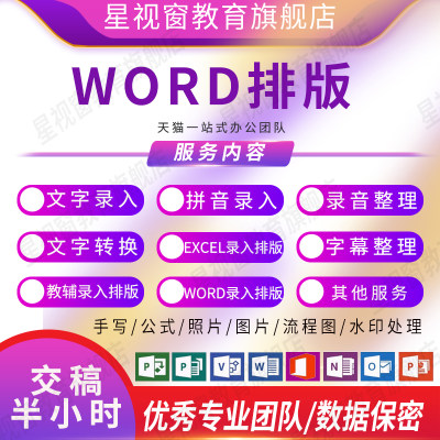 Word排版格式修改人工打字录入excel表格代做流程图制作pdf转word 虎窝淘