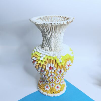 纸缘手工三角插花瓶折纸手工diy三角纸材料花编观音瓶材料包 虎窝淘