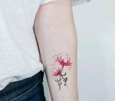 今日之星原创手绘古风彼岸花纹身贴防水女持久性感地狱少女抖