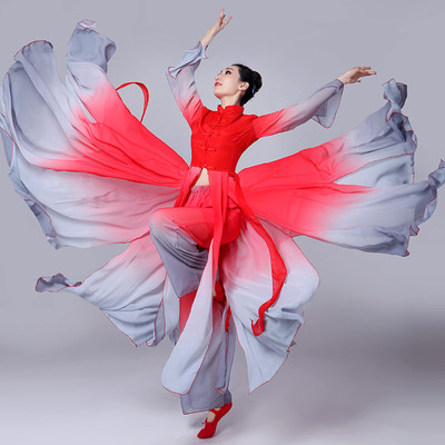 古装女飘逸古典东方舞蹈服清新飘逸中国风仙女纱衣民族服装演出服 虎窝淘
