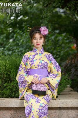 日本传统和服新款正装和服浴衣女花火大会旅游和服全棉面料cos 虎窝淘