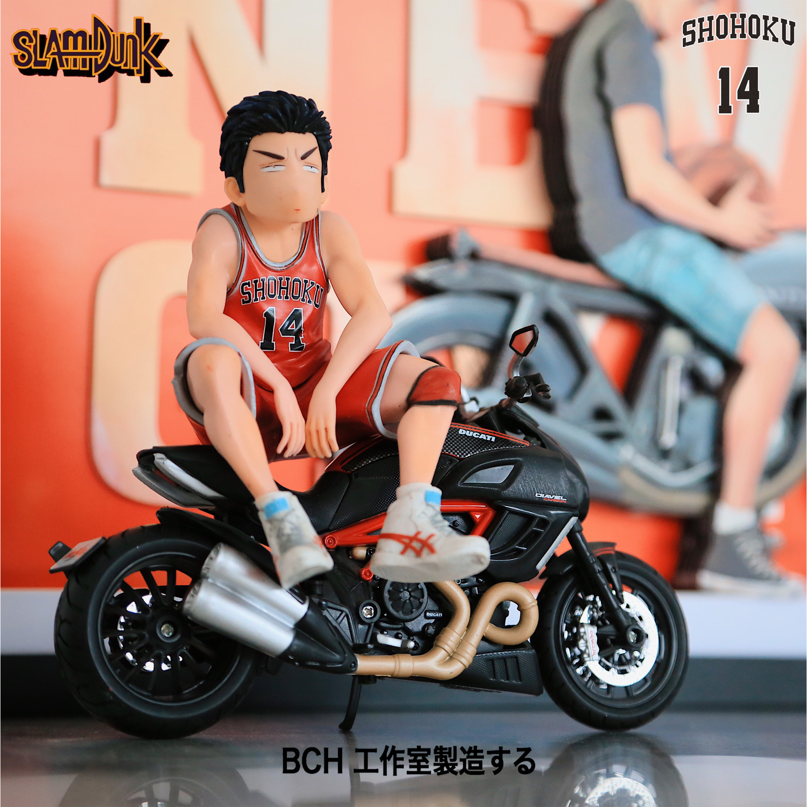 灌篮高手q版三井寿骑摩托车手办公仔玩偶搭配立体画男友生日礼物 虎窝淘