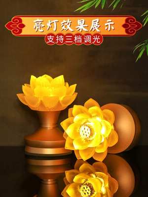 琉璃莲花灯佛供灯家用led插电充电款佛灯供灯长明灯神台灯供佛灯 虎窝淘