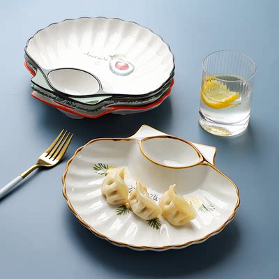 创意饺子盘子带家用奇形网红薯条盘 釉下彩手绘不易掉色可进微波炉 萱德堂家居旗舰店 淘优券