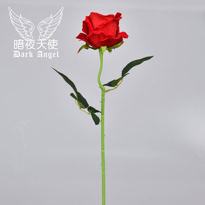 仿真红色玫瑰花单支假花朵干花束lolita高档塑料蓝jk拍照道具装饰 虎窝淘