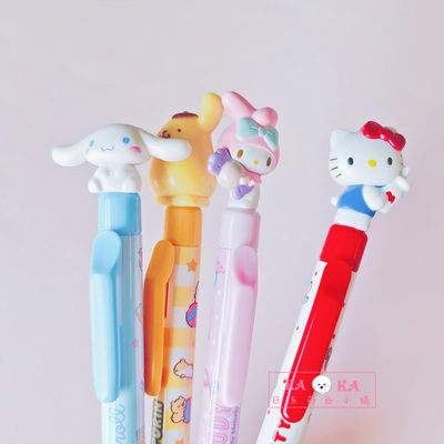 日本sanrio Kitty小白melody布甸狗卡通按动圆珠笔原子笔黑色 虎窝淘