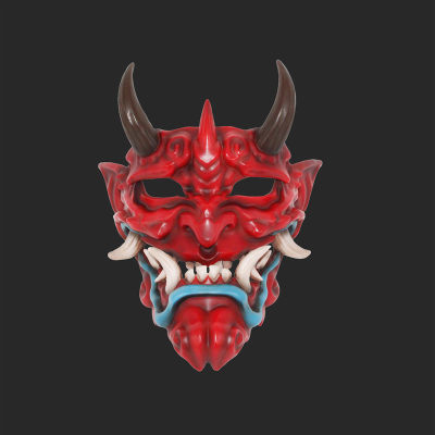 日系赤武般若能剧小面鬼脸恶魔套头抖音cos装扮个性树脂面具 虎窝淘