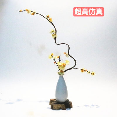 悟物语中式仿真花摆件套装禅意客厅装饰茶室艺术插花绢花假花梅花 虎窝淘
