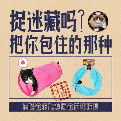 猫隧道滚地龙通道猫咪玩具隧道透明可折叠宠物用品猫洞窝跑道爬道_虎窝淘