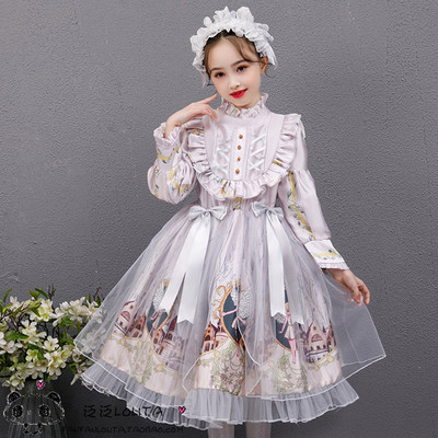 女童洛丽塔公主裙洋装春夏新款儿童长袖连衣裙lolita小裙子萝莉塔 虎窝淘