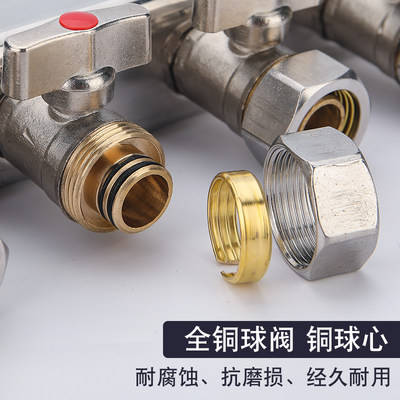 暖气地热不锈钢暖管量地 大流分水器阀门家用分水器地暖集水器 虎窝淘