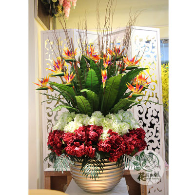 欧式高仿真花酒店客厅家居假花装饰花卉绢花圆形花瓶花艺套装摆件 虎窝淘