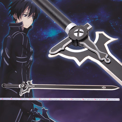 刀剑神域阐释者黑剑桐人武器全金属逐暗者闪烁之光动漫剑未开刃 虎窝淘