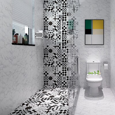 卫生间防水地贴墙贴浴室厕所瓷砖地板砖自粘墙纸贴纸耐磨防滑防潮 虎窝淘