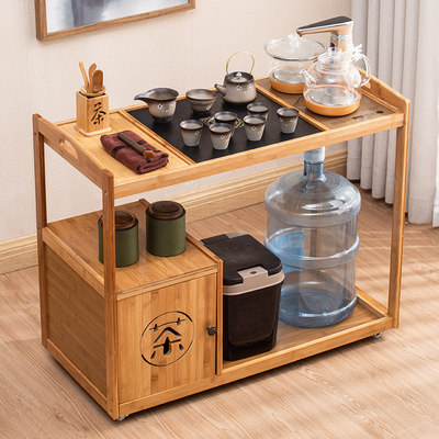 茶车移动茶台简约小茶桌现代功夫茶具套装一体茶几客厅多功能边几 虎窝淘