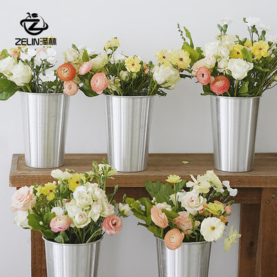 铝制花桶养花醒花鲜花花店专用花筒水桶插花用品大号花瓶花店装饰 虎窝淘